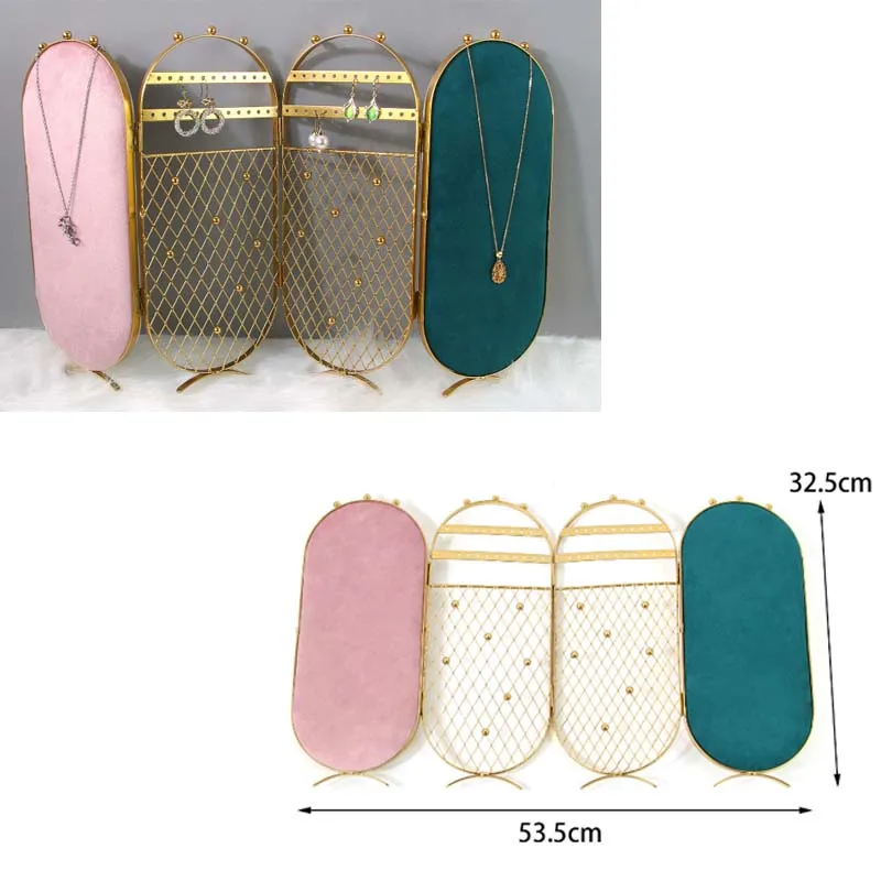 Velvet Jewelry Display Rack Necklace Ring Stand Storage Rack Earrings Ear Studs Holder Showcase Organizer Storage For Home Store