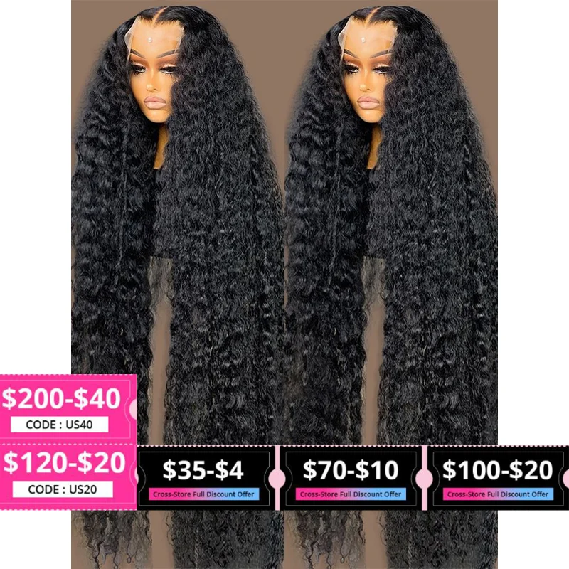 13X4 Transparent Water Wave Lace Frontal Wig Human Hair Brazilian 360 HD Lace Front Wig Deep Curly Human Hair Wigs 180 Density