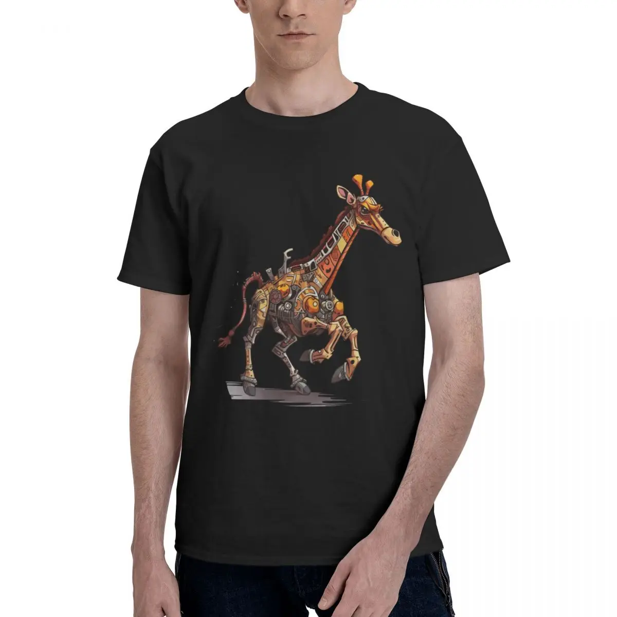 

Giraffe T Shirt Drawing Style Cartoon Cotton Cool T Shirts Mens Short Sleeve Fun Tops Man Print Summer Tops