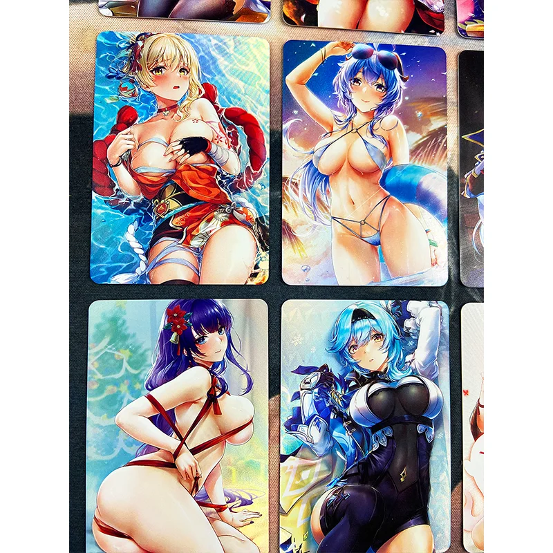 

9Pcs/set 86*59Mm Acg Genshin Impact Diy Sexy Anime Cartoon Beauty Refraction Flash Card Anime Collection Card Toy Gift