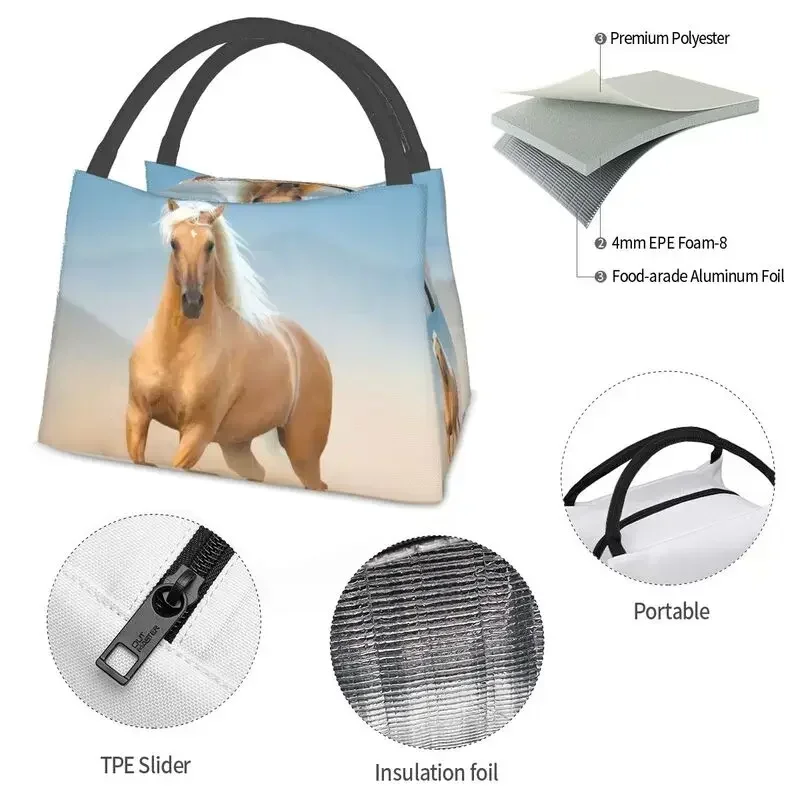 Изолированная сумка для обеда Palomino Andalusian Horse женщин водонепроницаемая бега