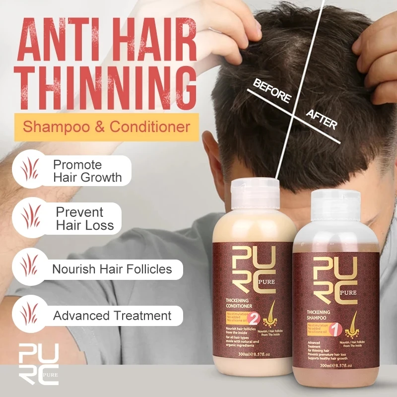 

PURC Fast Hair Growth Shampoo Conditioner Thickener Anti Loss Hair Grow Shampoo Set Scalp Treatments Hair Care Products 600ml