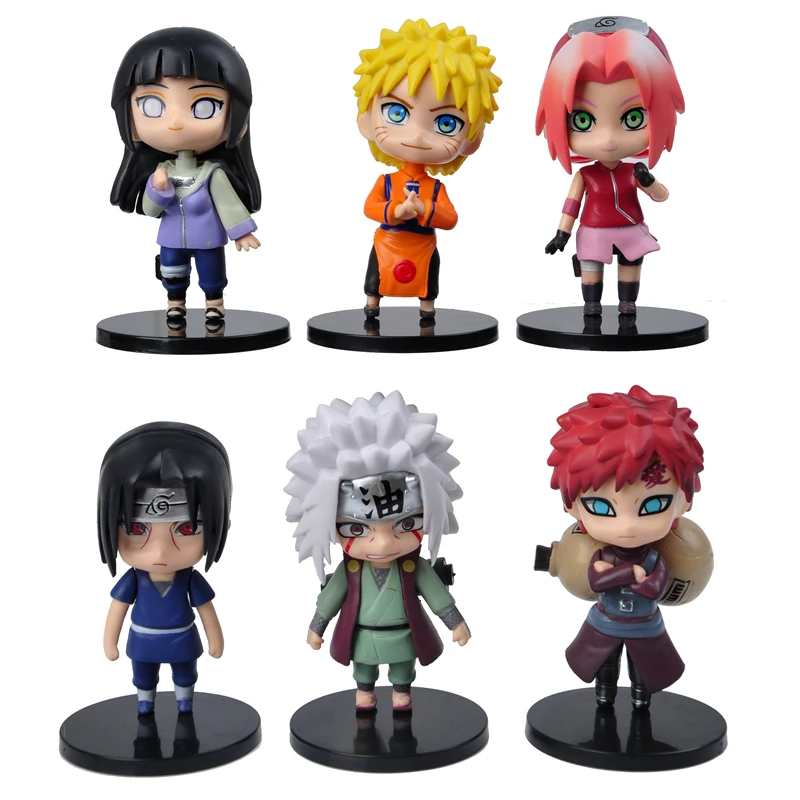 

6 Pcs/Set Naruto Anime Shippuden Hinata Sasuke Itachi Kakashi Gaara Jiraiya Sakura Q Version PVC Figures Model Toys For Children