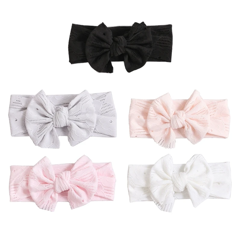 

Toddler Elastic Hair Bows Wide Hair Band for Baby Girl Headdress Skin Friendly Fabric Soft Lace Headband Turban Headwrap
