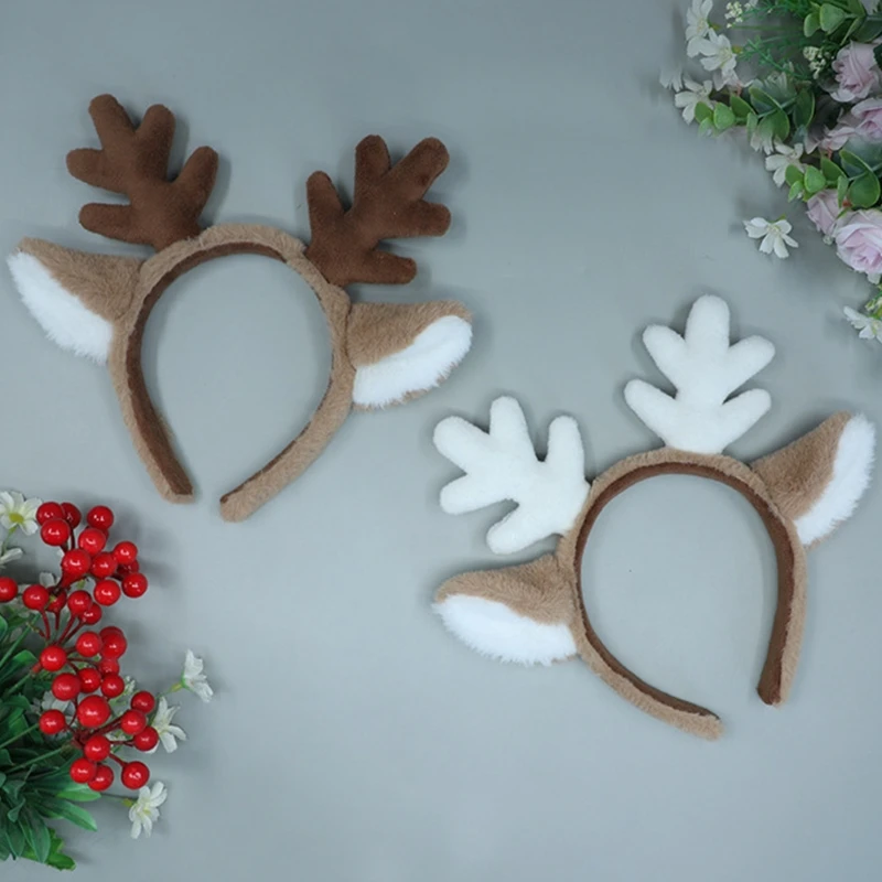 

Faux Fur Deer Headband Animal Hair Hoop DEER Hairband Lolita Elk Headband M6CD