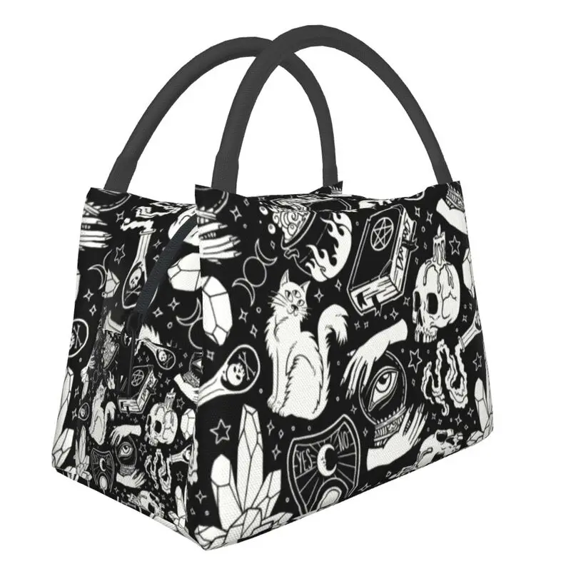 

Witchy Pattern Thermal Insulated Lunch Bags Women Witch Occult Supernatural Witchy Vibes Pagan Crystals Portable Lunch Tote