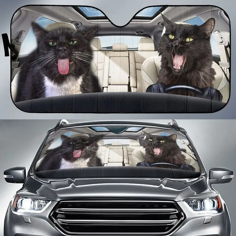 

Black Cat - Auto Sun Shade Auto Cover Protector Window, Car Accessories, Custom Sunshade, Auto Sun Shade, personalized Gifts