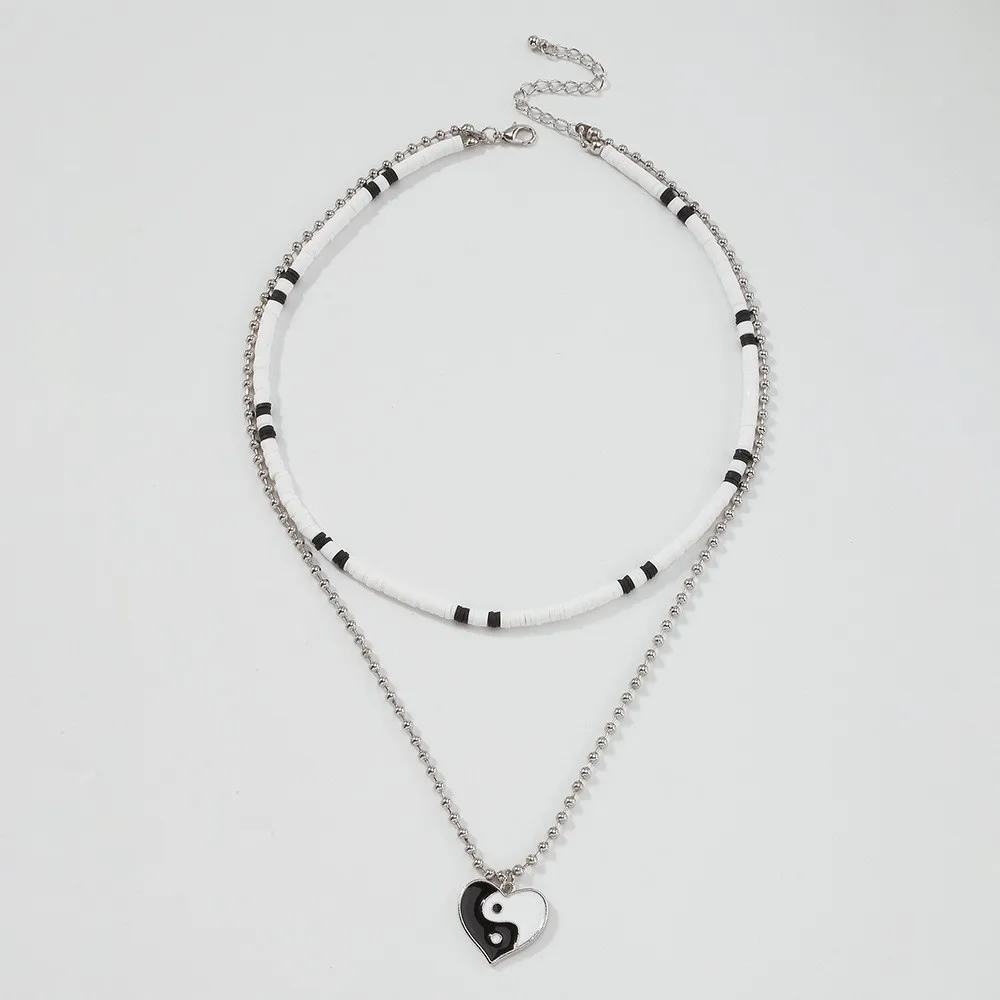 Small Design Necklace Tai Chi Pattern Love Pendant Simple Style Double layer Collar Chain