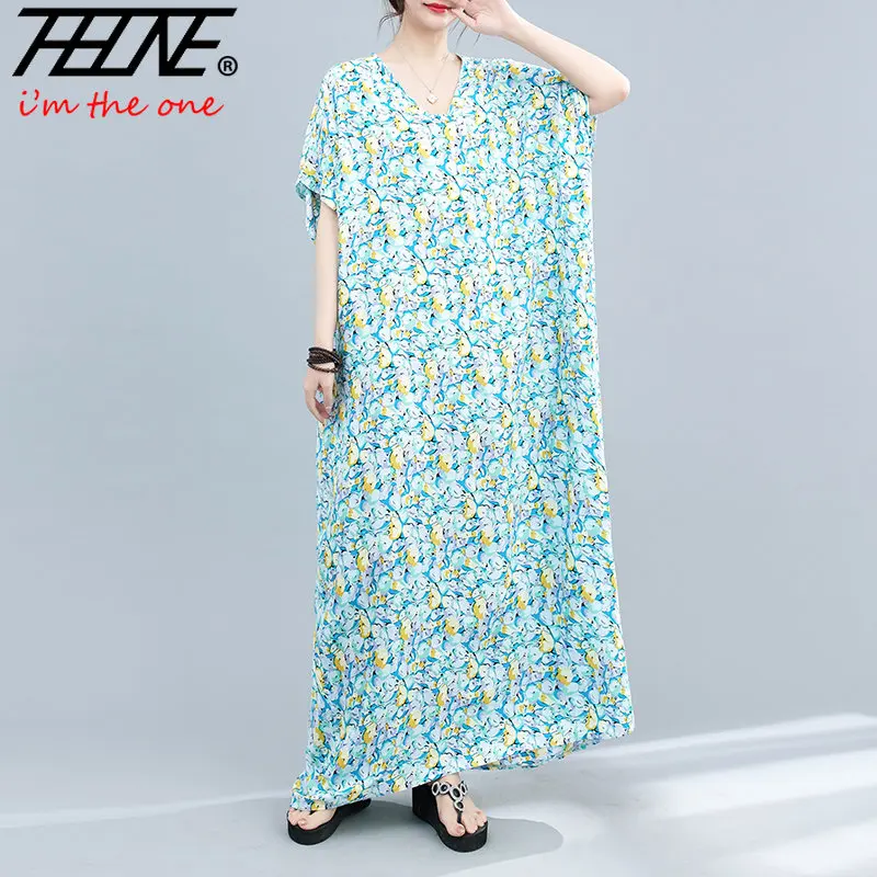 

Женское Хлопковое платье с цветочным принтом, свободного покроя