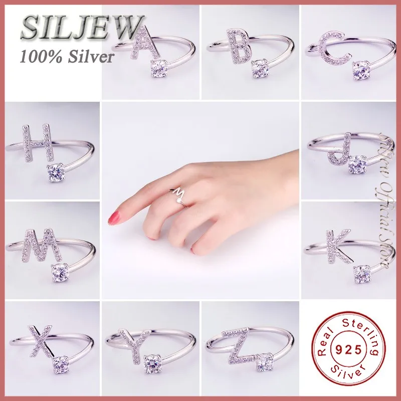 Серебряное и Золотое регулируемое Открытое кольцо с искусственным алфавитом |