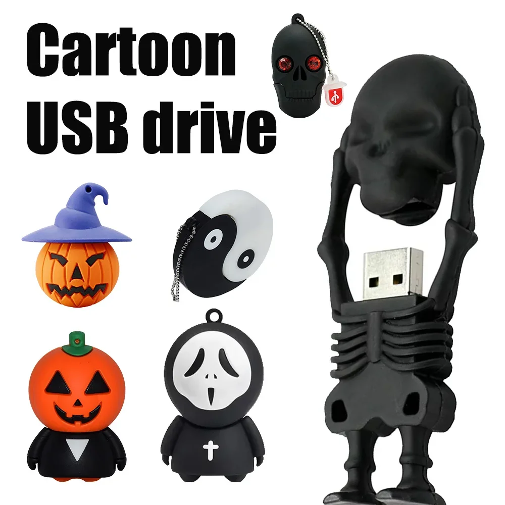 Милый мультяшный призрак тыква голова череп USB флэш-накопитель 8 ГБ 16 32 64 128 U-диск