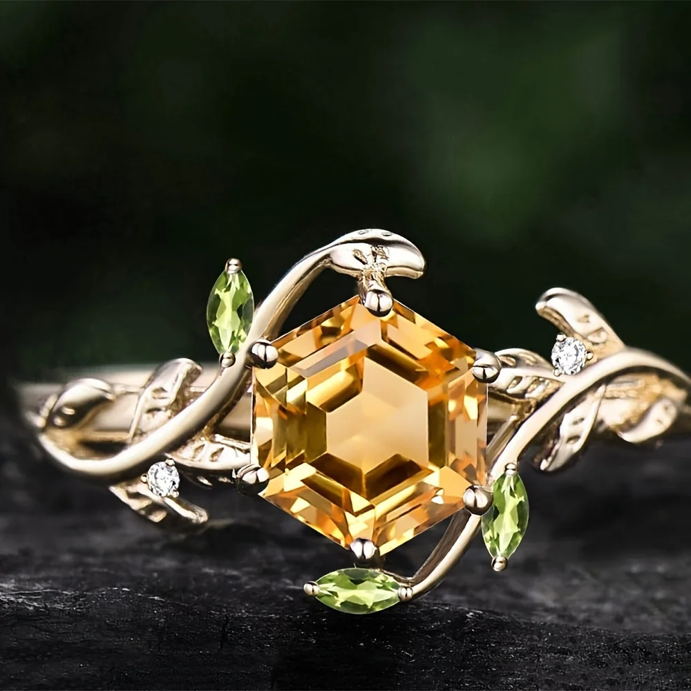 1 шт. стильное Сверкающее Золотое шестигранное кольцо-массивное кольцо для