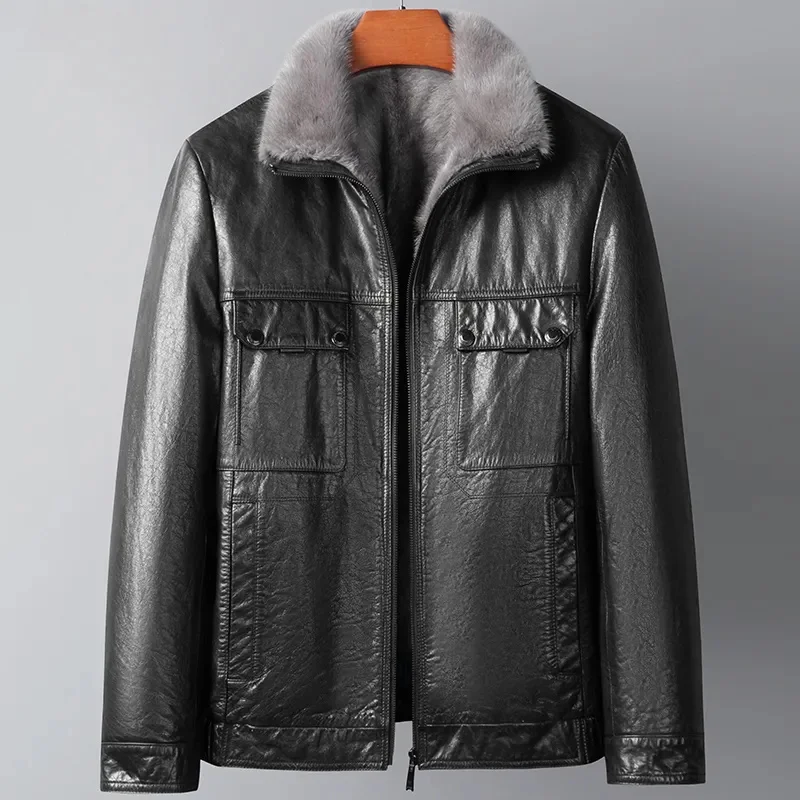 

Зимняя одежда Haining из натуральной кожи, Мужская короткая норковая стандартная куртка, деловая Повседневная теплая куртка