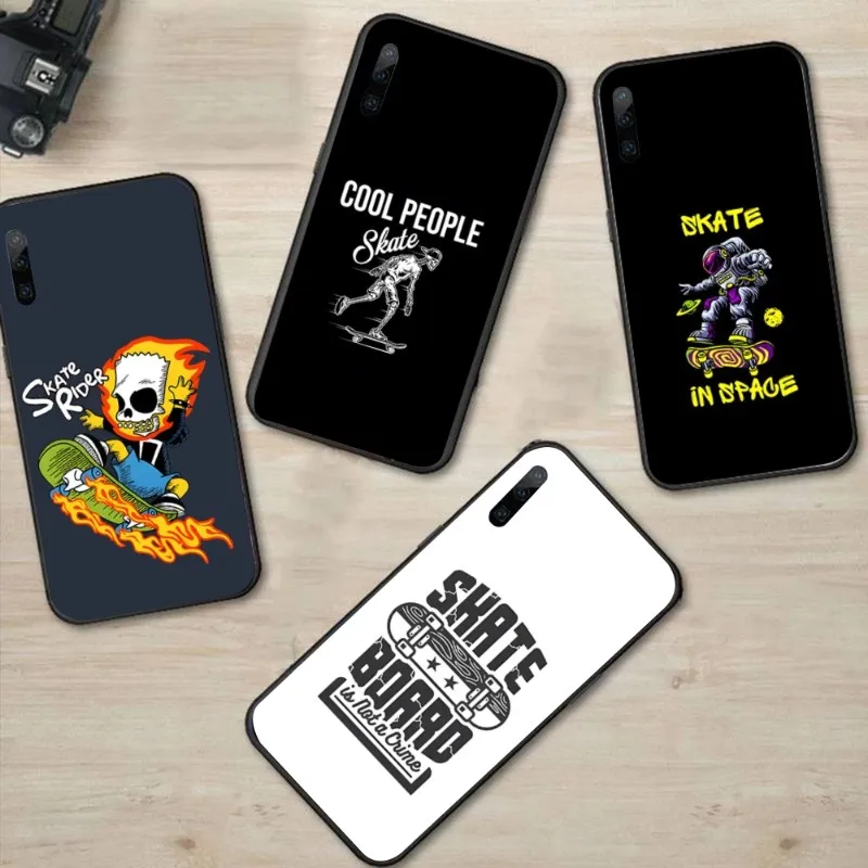 

Крутой чехол для телефона Skate для Huawei P50 P40 P30 Pro Lite P Smart 2021 2019 Magic 3 черный мягкий чехол Funda Shell