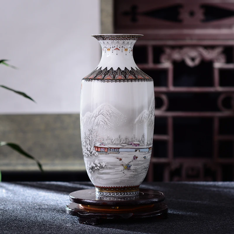 

Антикварная керамическая ваза Цзиндэчжэнь, винтажная ваза, аксессуары для стола, поделки, горшок для цветов, фарфоровая ваза в традиционном...