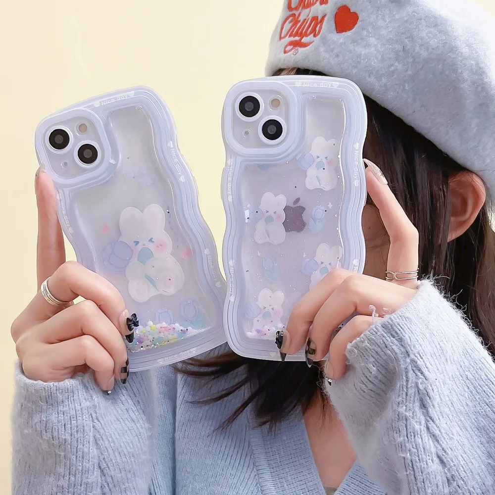 

Cute Cartoon Rabbit Pattern Quicksand Case For iphone 11ProMax 11 12Pro 12 13ProMax 13 XS X XR XSMAX Soft Shell