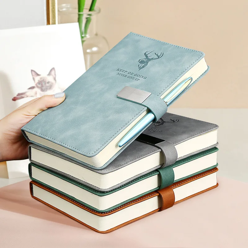 

B5 Large Notebook Skin Feel PU Leather Diary Magnetic Button Lock Journal Student Book School Supplies 200Page