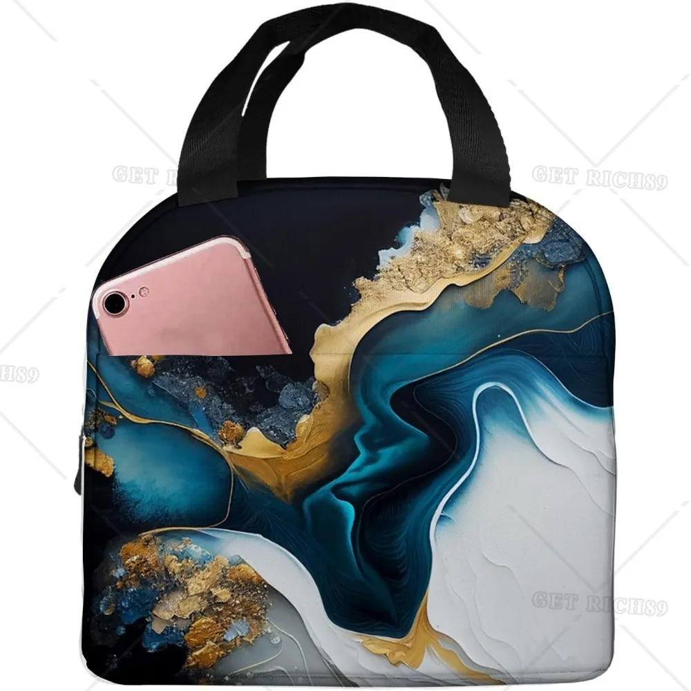 

Изолированный Ланч-бокс для мужчин и женщин, многоразовый герметичный Ланч-бокс с рисунком синего и золотого цветов для офиса, путешествий, пикника