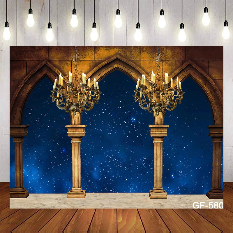 

Castle Palace Birthday Photo Background Bridal Shower Candlestick Decoration Wedding Banner Poster Photography Backdrop Props