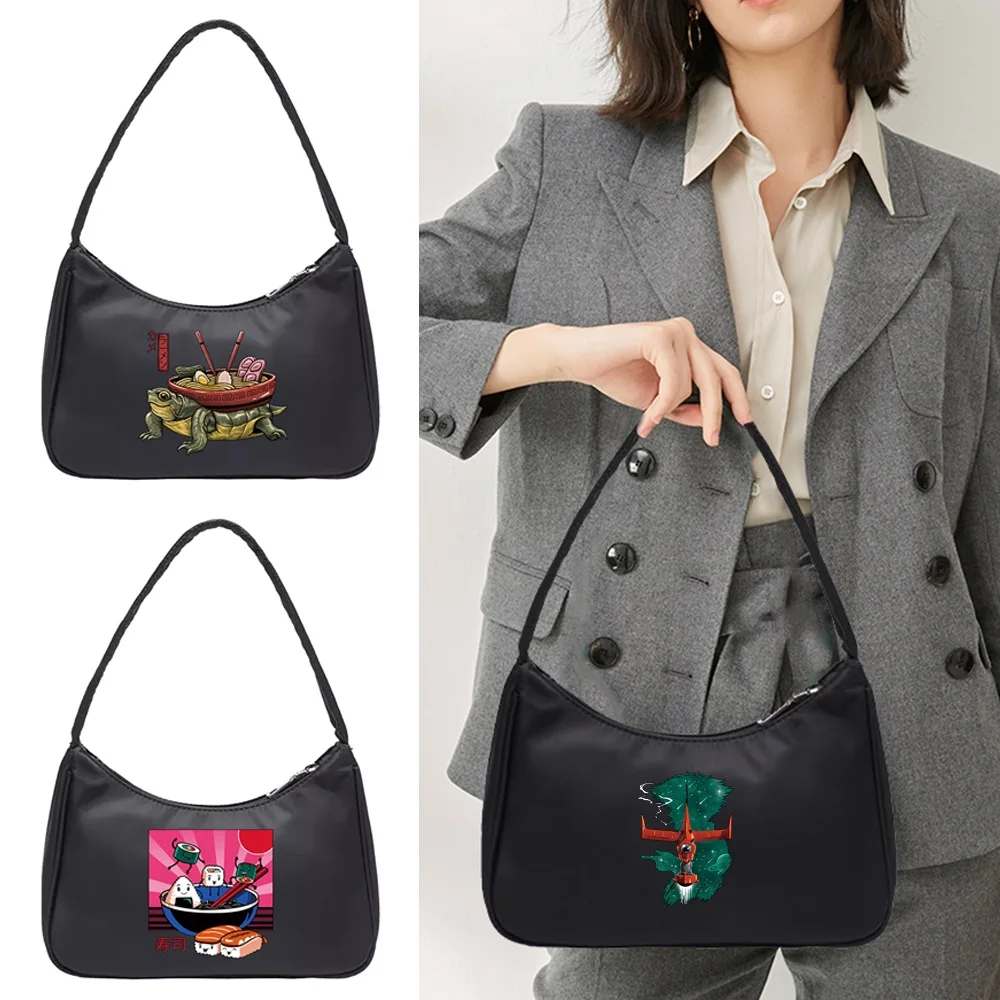 

Women Armpit Shoulder Bag Purse Clutch Women Summer japan Series Print Handbags new nylon Casual Shopping Zipper Underarm Bags