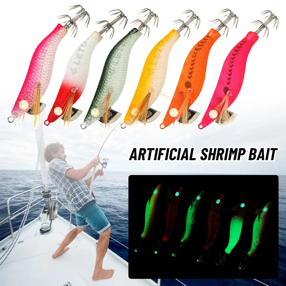 

1.8# 7.9cm 5.2g mini Fishing Lure Artificial Squid Hook Jigs Noctilucent Squid Cuttlefish Jigs Lures Spinnerbait Wood Shrimp