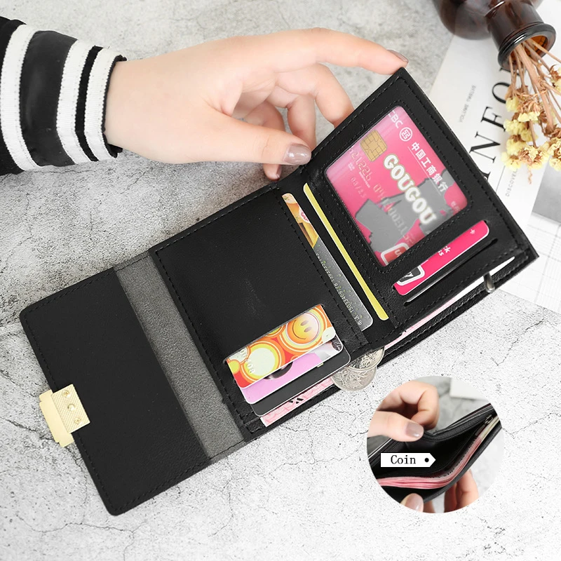 2023 Leather Women Wallets Lady Money Bags Zipper Coin Purse Woman Short Wallet Money ID Card Holder Bags Purses Pocket