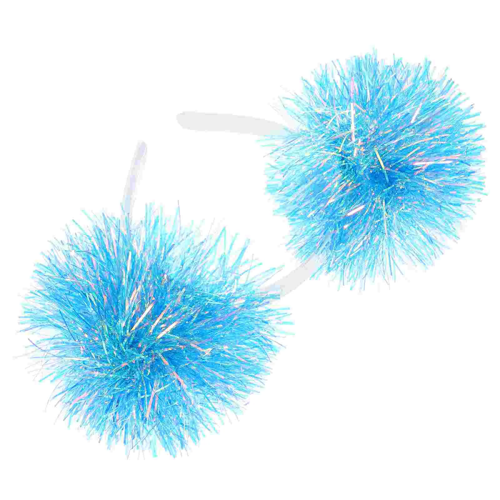 

Foil Strips Pom Pom Headband Tinsel Head Bopper Pom Pom Fluffy Ball Hair Loop Cosplay Hair Accessories Women Girls Birthday