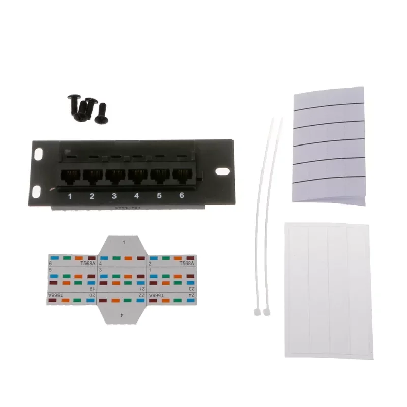 

6 Port CAT5 CAT5E Patch Panel RJ45 Networking Wall Mount Rack Mount Bracket