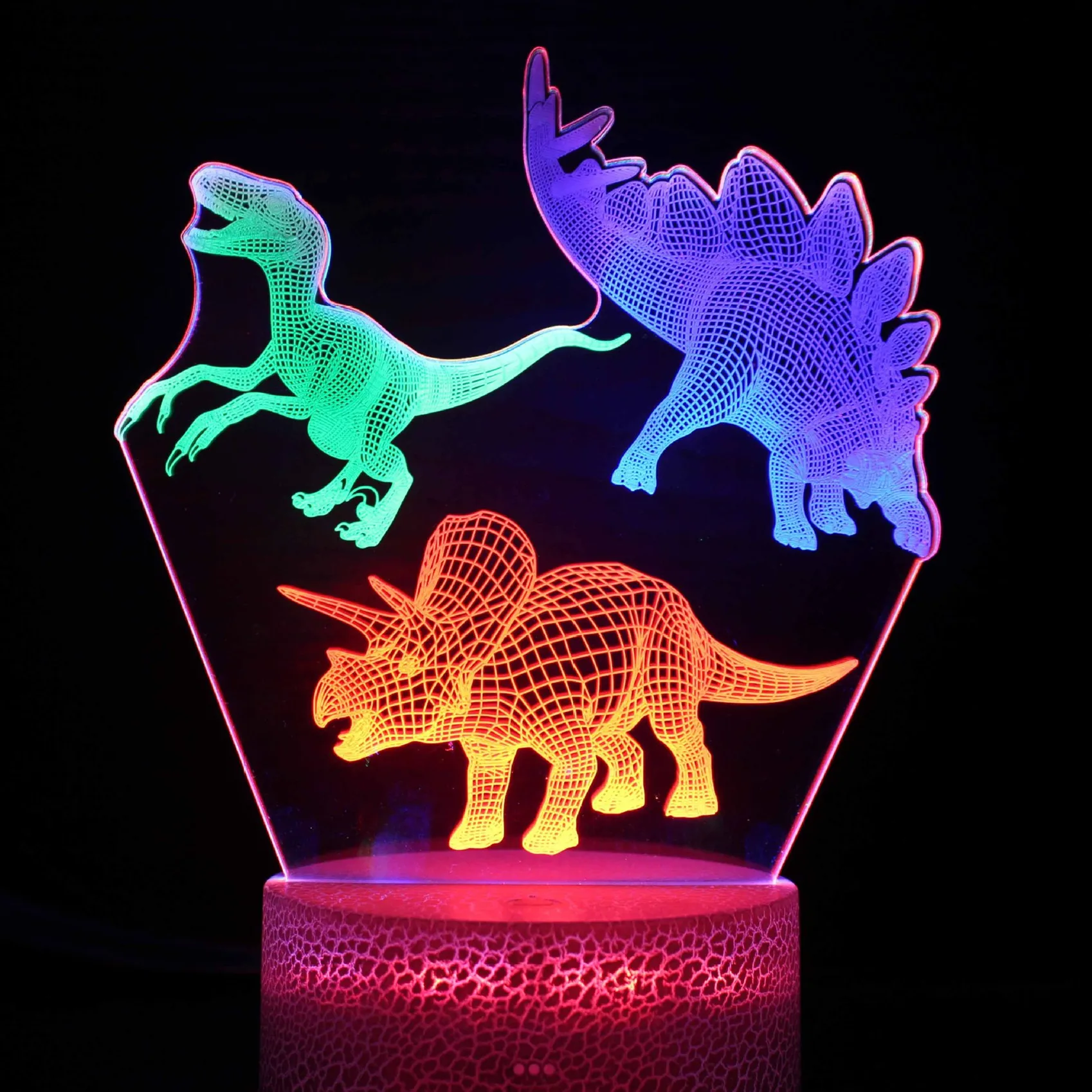 

3 цвета динамический стерео ночной Светильник динозавры акрилосветодиодный лампа Дракон неоновые градиентные светильники креативный пода...