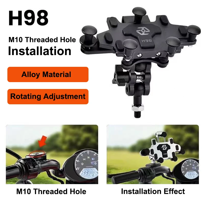 Амортизирующий держатель телефона для мотоцикла, велосипеда 2024, обновленный сплав, поворотная регулировка, навигационный кронштейн для мобильного телефона