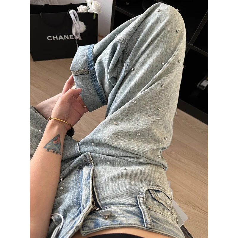 Тяжелая промышленность сверло для ногтей дизайнерские джинсовые джинсы женщин