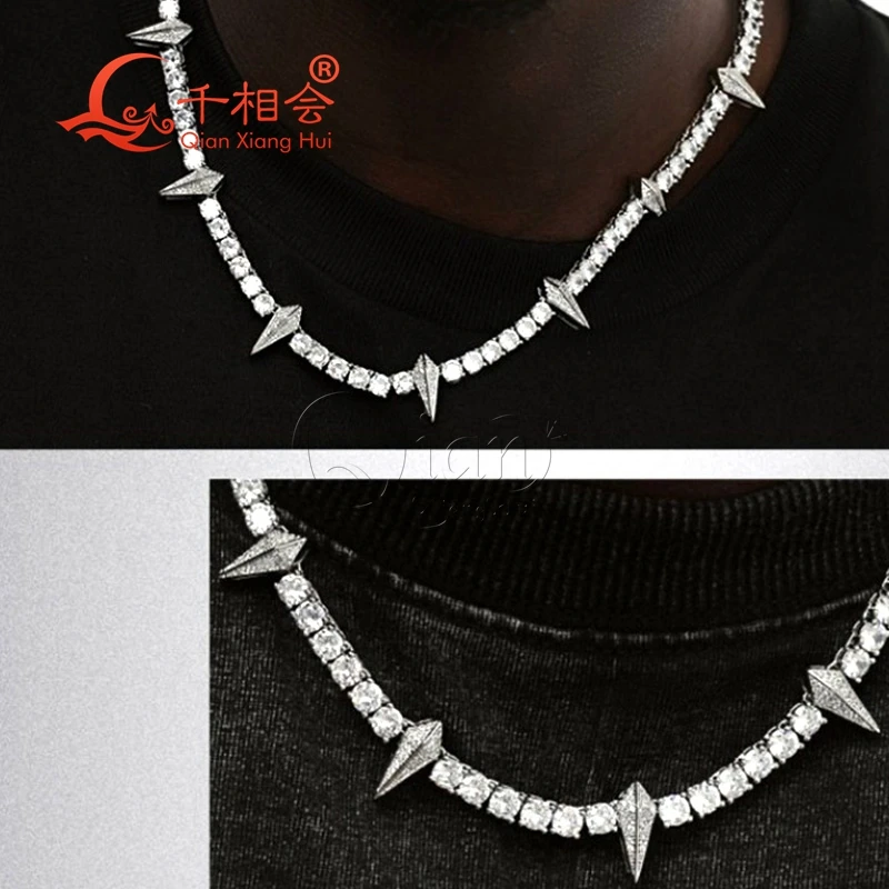 Necklace S925 silver 5mm rhombus tennis Cuban Link Iced Out Hip Hop white Moissanite Link Chain Jewelry for Women Men Gifts