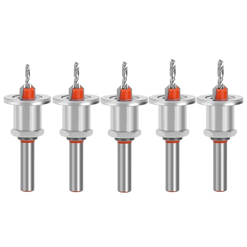 

5Pc 8Mm Install The Step Drill HSS-Shank Countersink Woodworking Router Bit Set Milling Cutter Screw Extractor Demolition