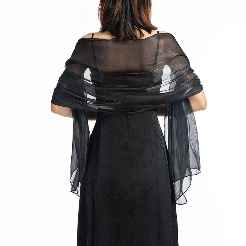 

Solid Transparent Yarn Shawl For Women Long Scarf Shiny Sunscreen Cloak Scarves Female Wedding Party Evening Dress Scarf Wraps