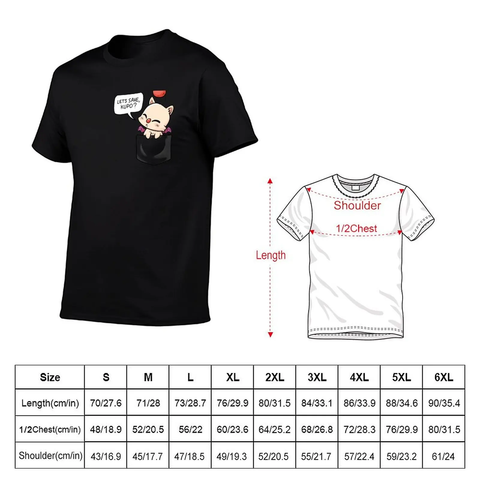 Фото Футболка Pocket Moogle Let's save kupo, рабочая, с короткими рукавами, хлопковая, топ-рубашка №2