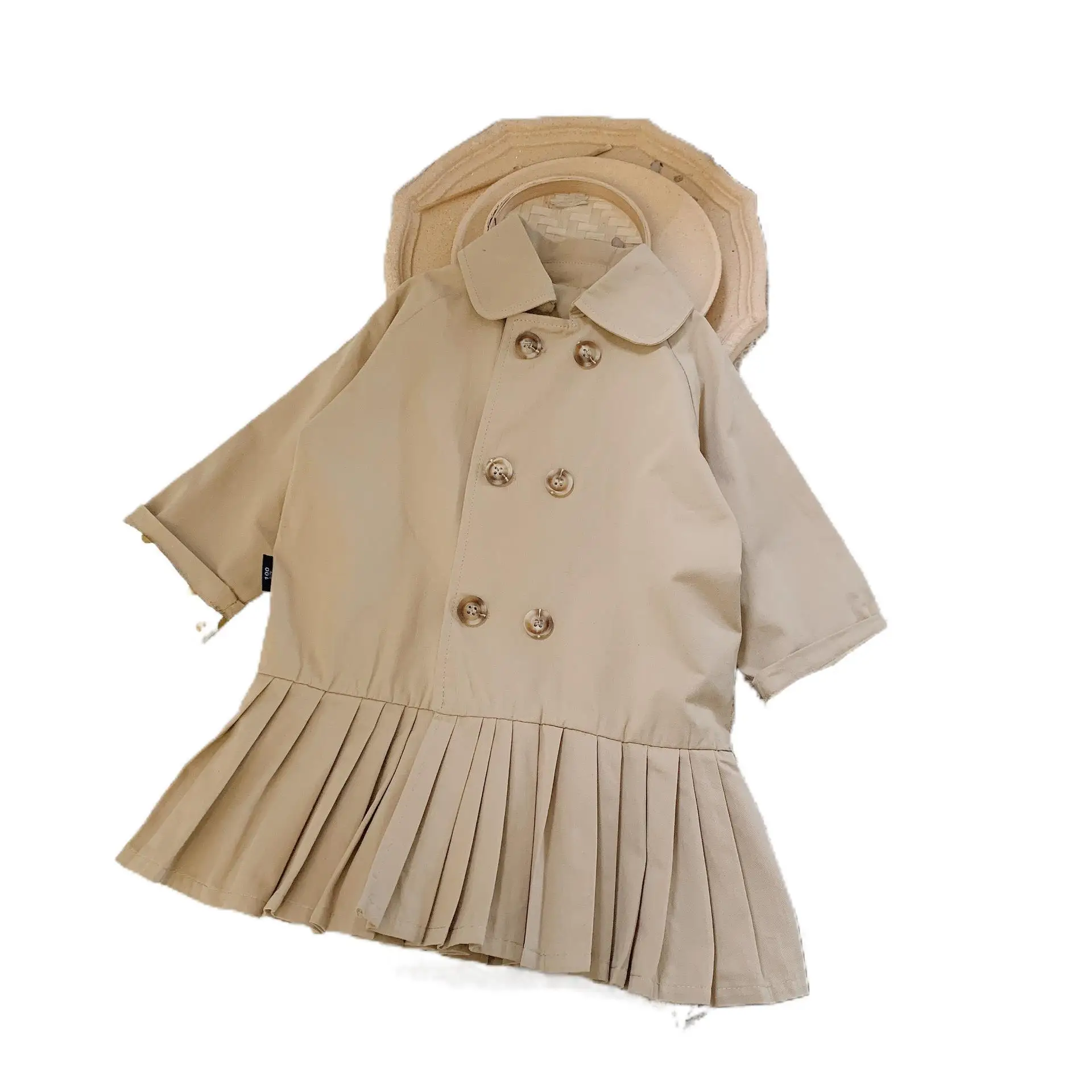 

2022 New Spring Autumn Children's Outerwear Fashion Girl Long Trench Toddler Baby Jacket England Style Windbreaker Kids Clothes