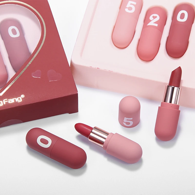 

3PCS/SET Moisturizing Lipstick Lip Glaze Lips Makeup Cosmetics Waterproof Non-stick Cup Lipstick 3 Colors Long Lasting Lipstick