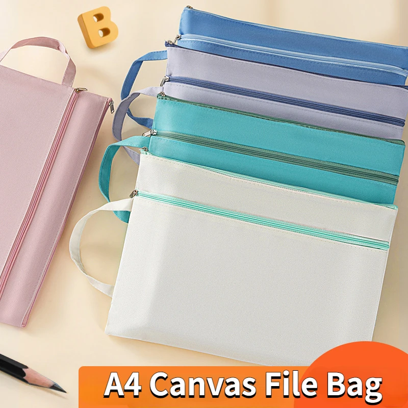 

Холщовый чехол на молнии для документов, 4 шт., Водонепроницаемые двухслойные папки для файлов на молнии, школьные и офисные принадлежности, ранцы для хранения