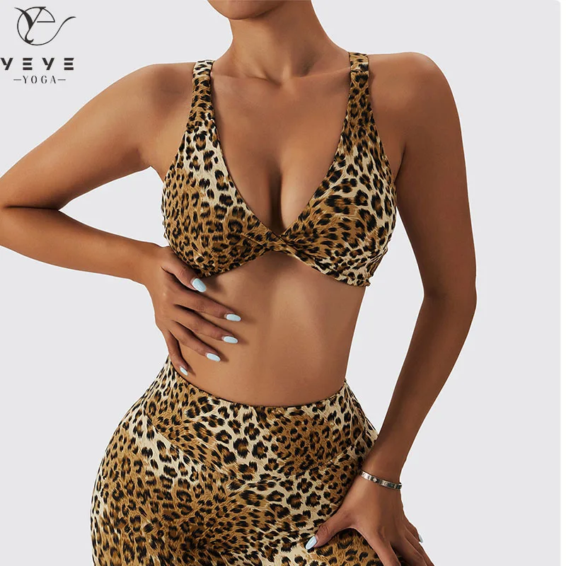 

Бюстгальтер для йоги с леопардовым принтом, без косточек