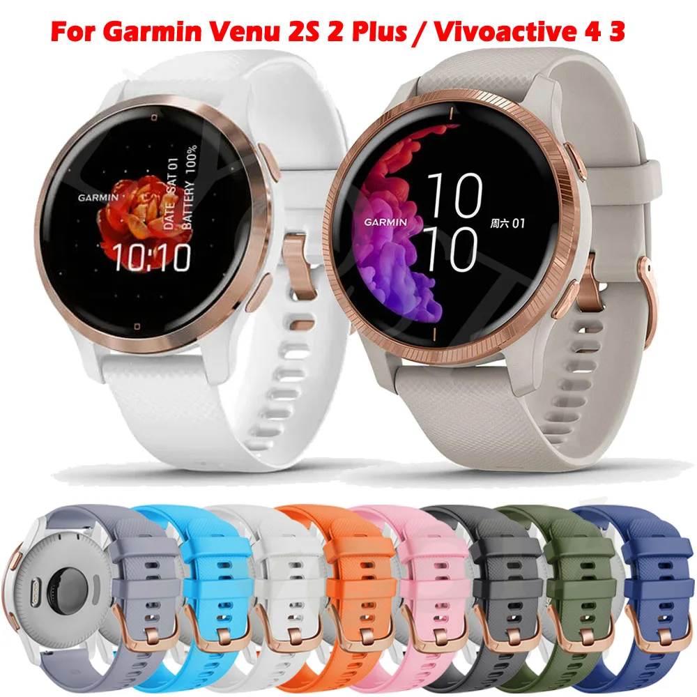 18 20 22mm Smart Watch Strap For Garmin Venu 2S 2 Plus 2Plus/Vivoactive 3S 4S 3 4 Silicone Band Watchband Bracelet Wristband