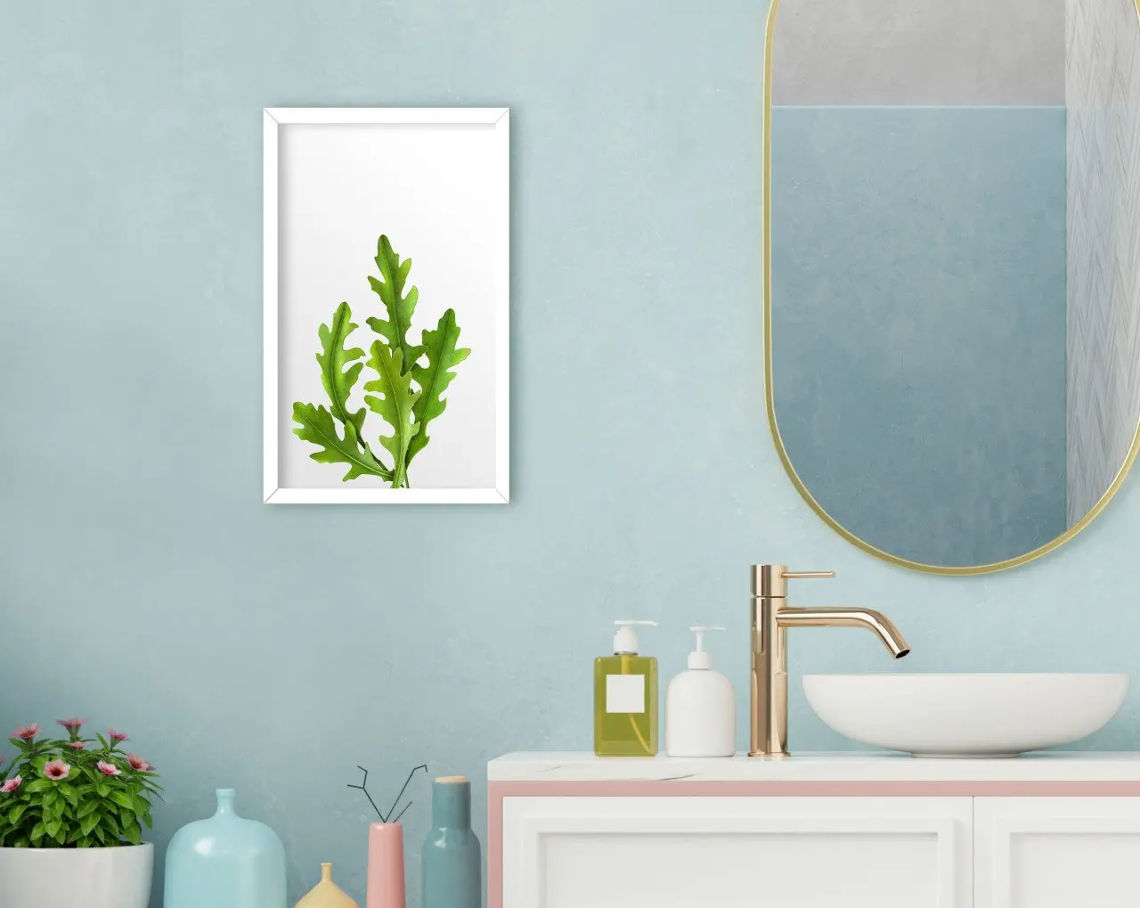 

BK Home Bathroom Decorative Wood White Framed Tablo-14
