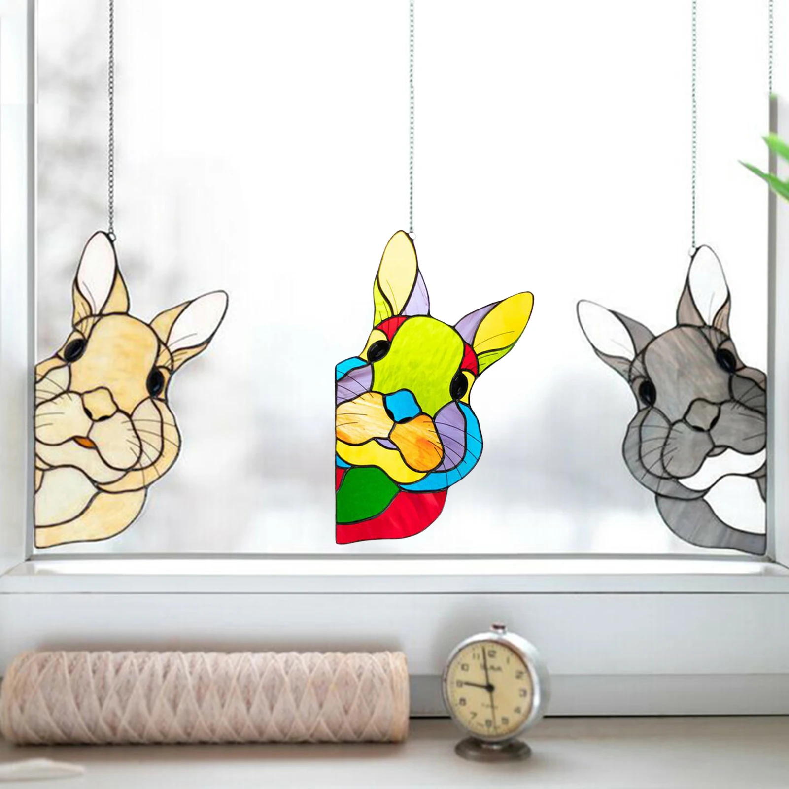 

Easter Rabbit Hangings Acrylic Door Sign Bunny Window Decor Plaque Easter Ornament for Window Wall Door Farmhouse Party
