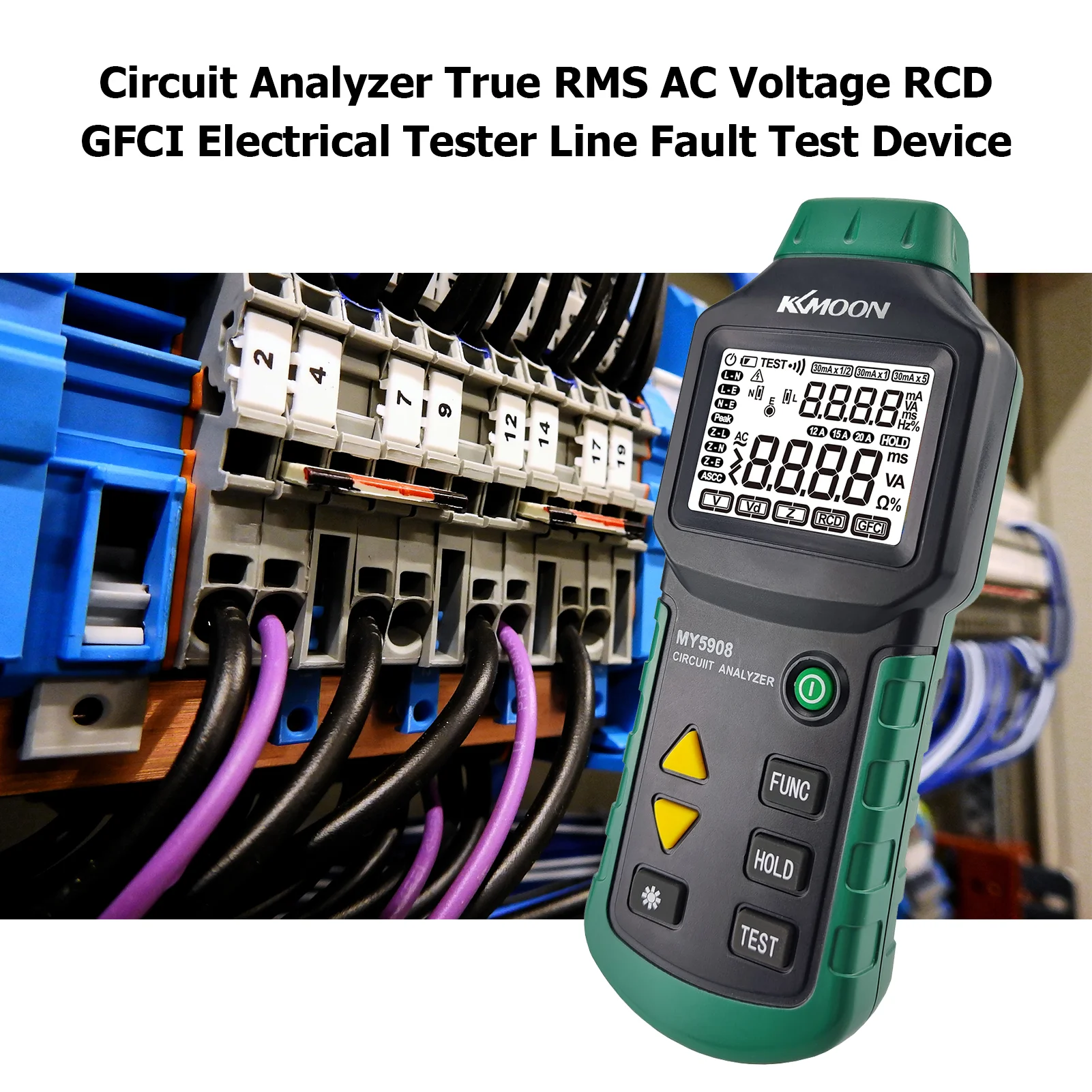 Цифровой тестер цепи MS5908C ЖК-дисплей измеритель напряжения GFCI RCD для проверки