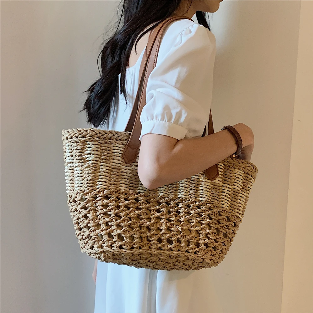 

Toptrends Bohemian Woven Straw Tote Bags For Women Summer 2023 Trend Large Basket Beach Shoulder Bags Big Rattan Ladies Handbags