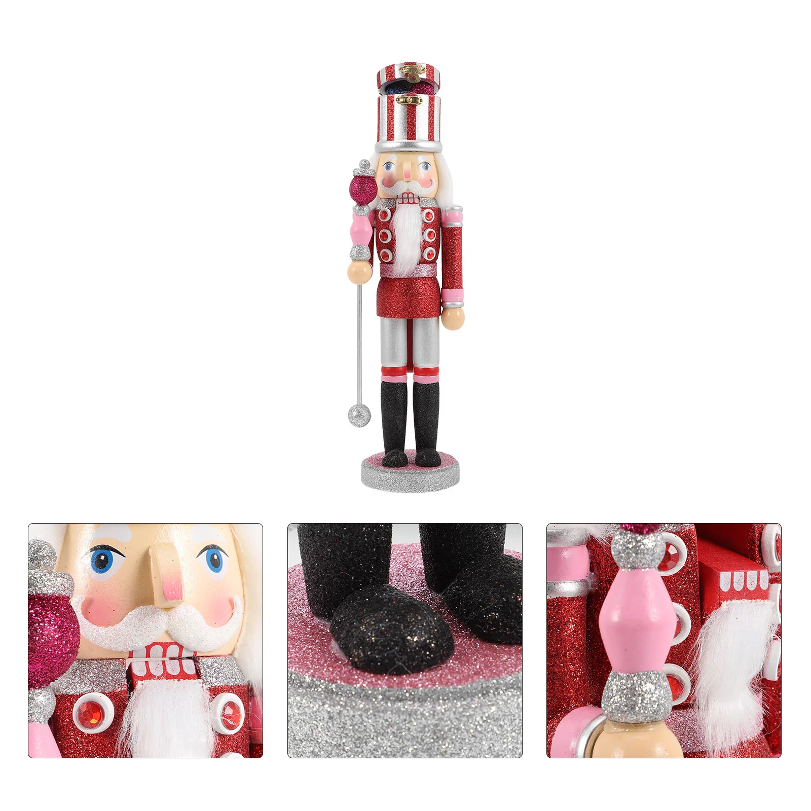 

Nutcracker Christmas Wooden Decor Wood Traditional Tabletop Holiday Figurines Dollnut Sparkly Glitter Nutcrackers