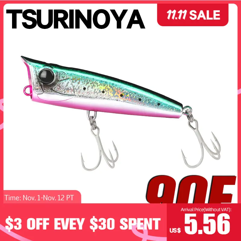 

TSURINOYA 90 мм 23 г топвотер Поппер рыболовная приманка DASHER 90F Пузырьковые искусственные жесткие приманки Высокая прочность Морская Рыбалка снас...