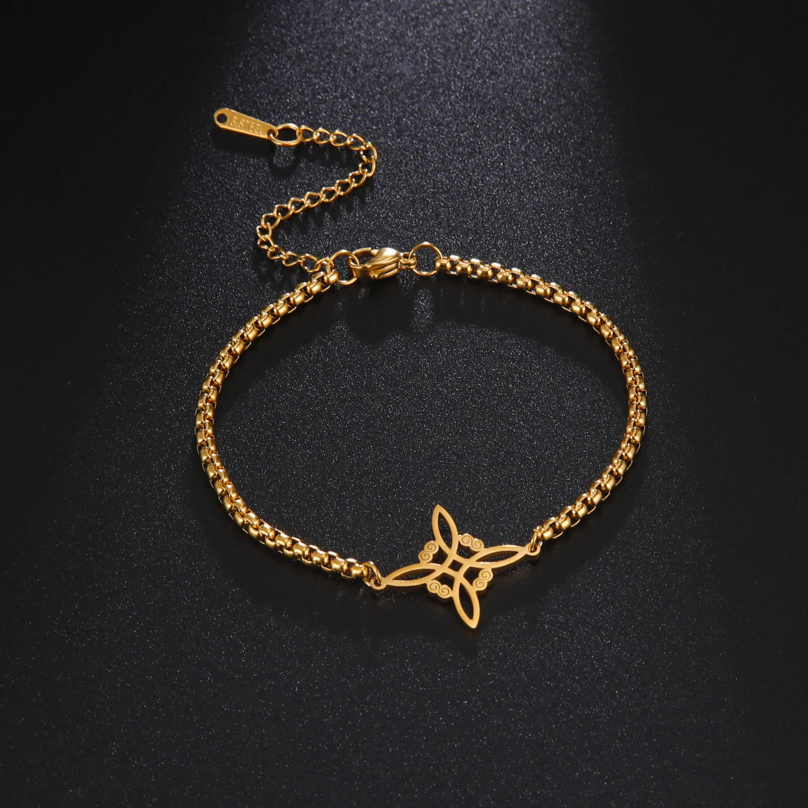 

Jeshayuan Witch's Celtic Knot Charm Bracelet For Women Couple Stainless Steel Talisman Jewelry Accessories
