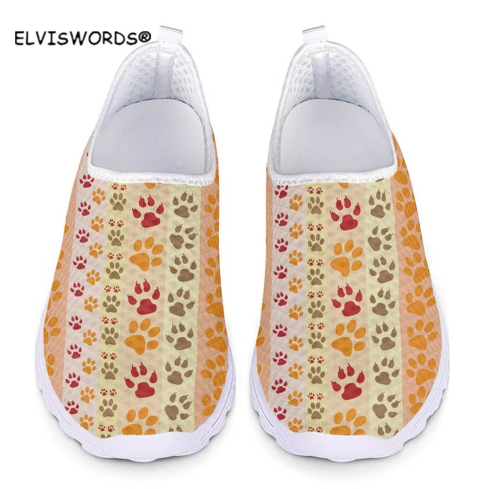 

ELVISWORDS Colourful Dog Paw Printing Ladies Sneakers Spring Summer Flats Shoes for Female Comfortable Super Light Women Loafers
