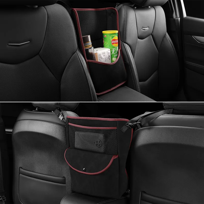 

Car Seat Center Storage Net Pocket Storage Hanging Bag Interior Accessories Leather Suede Storage Box Vehicle Supplies Organizer