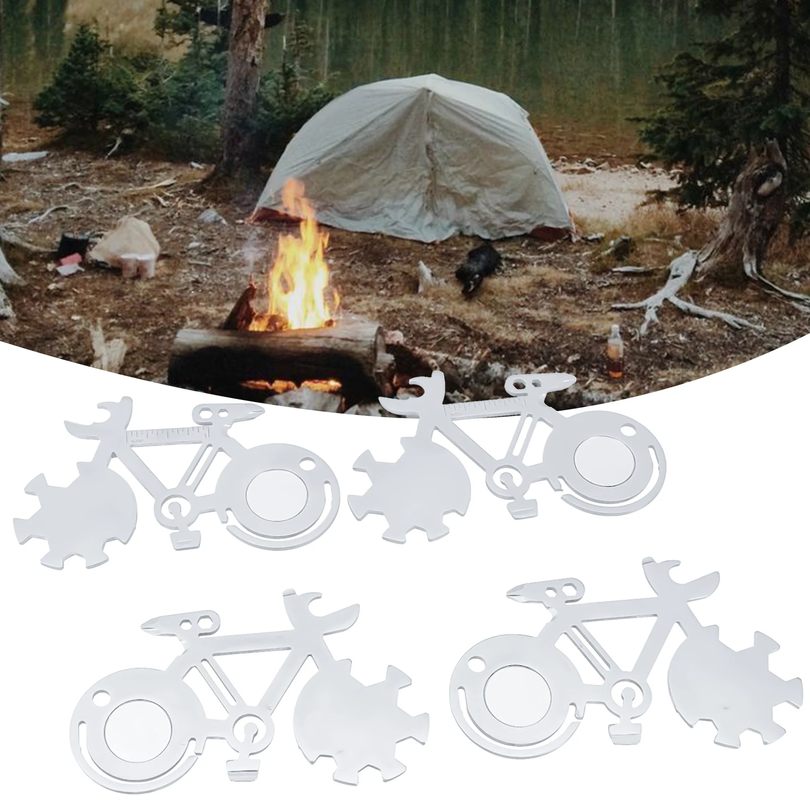 

Practical Bicycle Multitool Card Bottle Opener 14-In-1 Bicycle Convenient Gift Portable Silver Stainless Steel